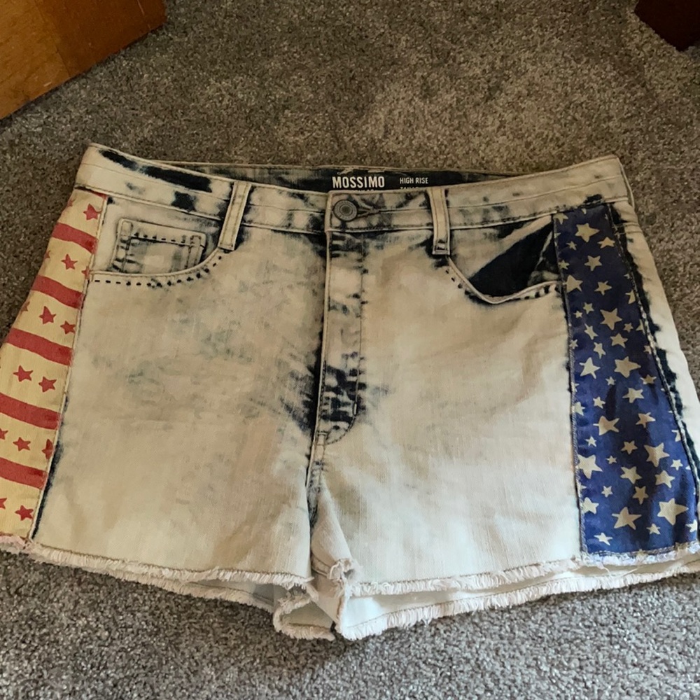 High Rise Denim American Flag Short Shorts